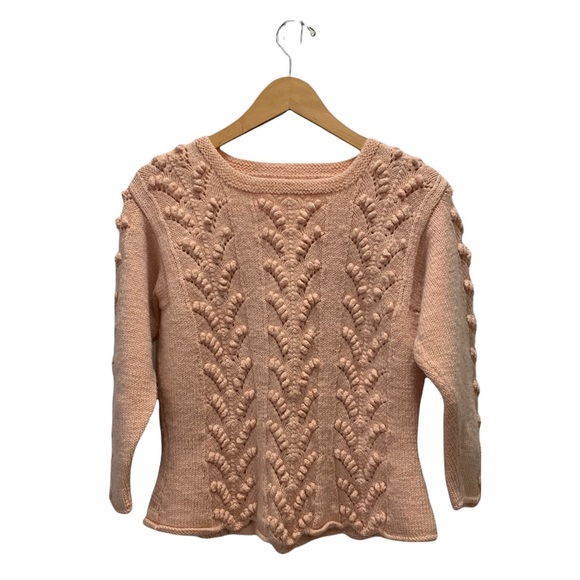 Vintage Knit Pom Pom Light Pink Sweater - Picture 3 of 14